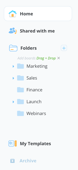My templates section in the side menu.