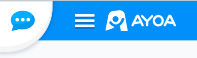 Open Ayoa Chat by clicking the speech bubble in the top left corner