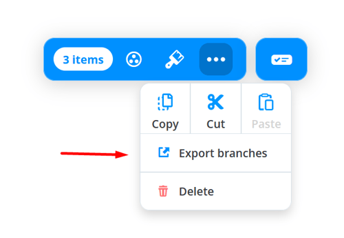 Selecting Export branches.