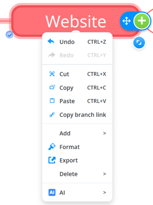 Context menu opened on the branch.