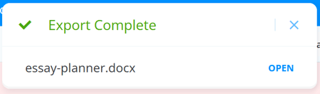 Export completed message. 