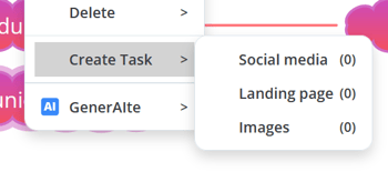 Selecting category from the 'Create Task' option.