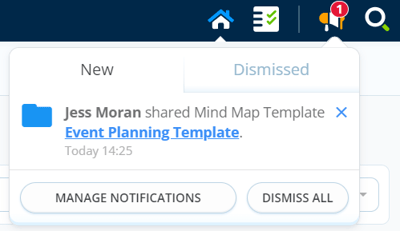 Notification for template being shared.