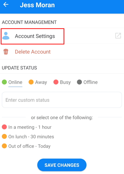 Clicking on the Account Settings.