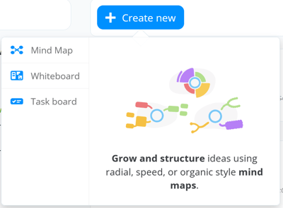 Showing menu for creating a board.