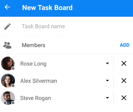 Selecting members for the task board.