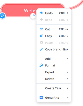 Right click on a branch to open its context menu