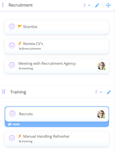 Organise tasks within workflow sub categories