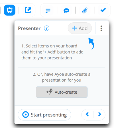 Options to create presentation.