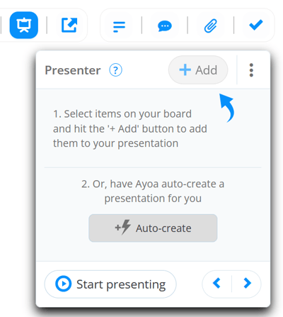 Options to create presentation.