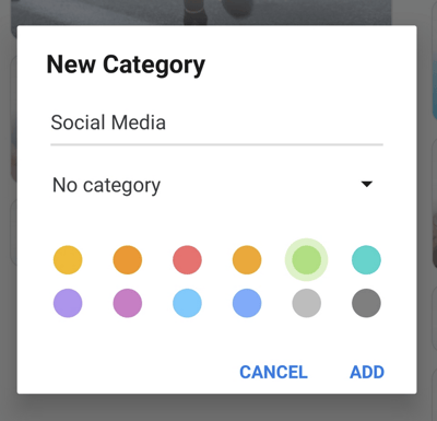 Name your category and tap Add to begin your planning.