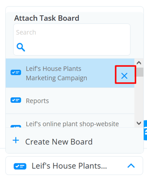 Click X next to task board name