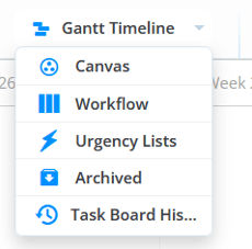 The drop-down menu with the task board views.