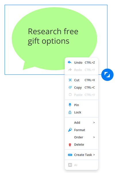 right-click on the sticky note to open context menu.