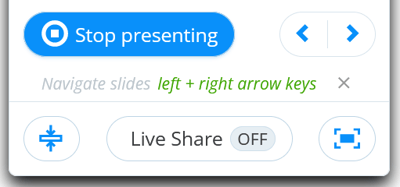 The stop presenting button with Live share option .