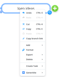Context menu for branch.