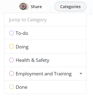 Drop-down list with categories.