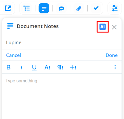  AI option selected in the notes