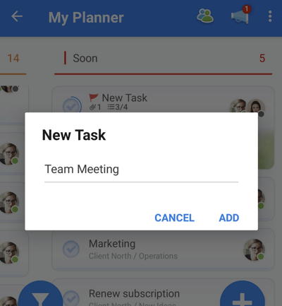 Naming the new task.