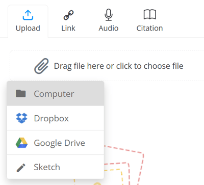 Click the paper clip or drag to upload a file