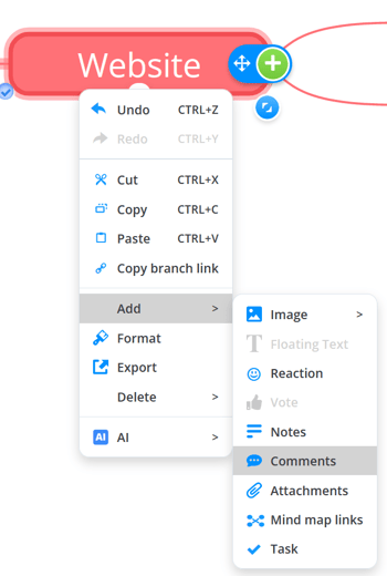Choose add and comments from the right click menu