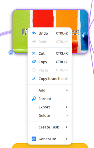The context menu is opened on the branch. 