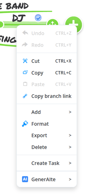 Opening the context menu with the right-click.