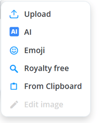 Use AI to generate an image pick an emoji or royalty free image or upload one yourself