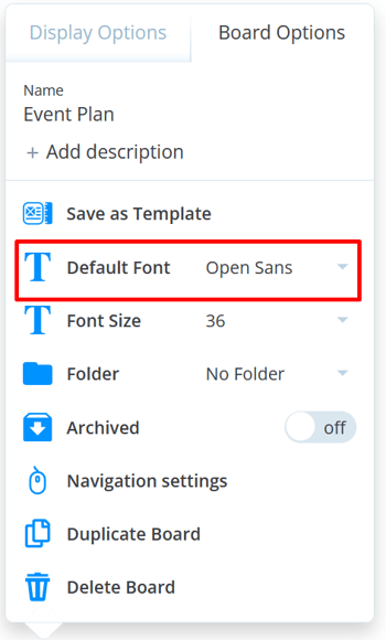 Click on the current font next to 'Default font'.