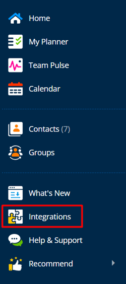 Choose integrations in the menu.