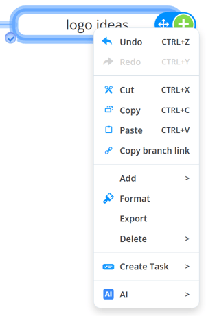Context menu for branch.