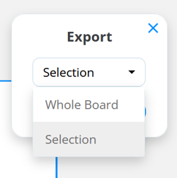 Selecting for the export: whole board or section.