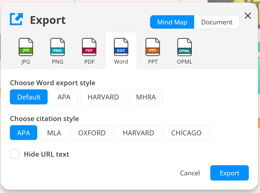 Exporting A Mind Map As A Word Document