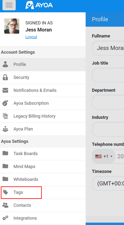 Selecting tag section.