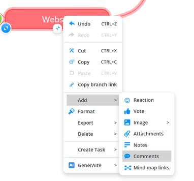 Choose add and comments from the right click menu