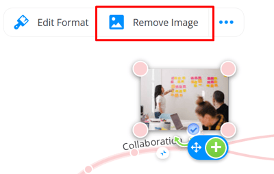 The remove image option in the top toolbar.