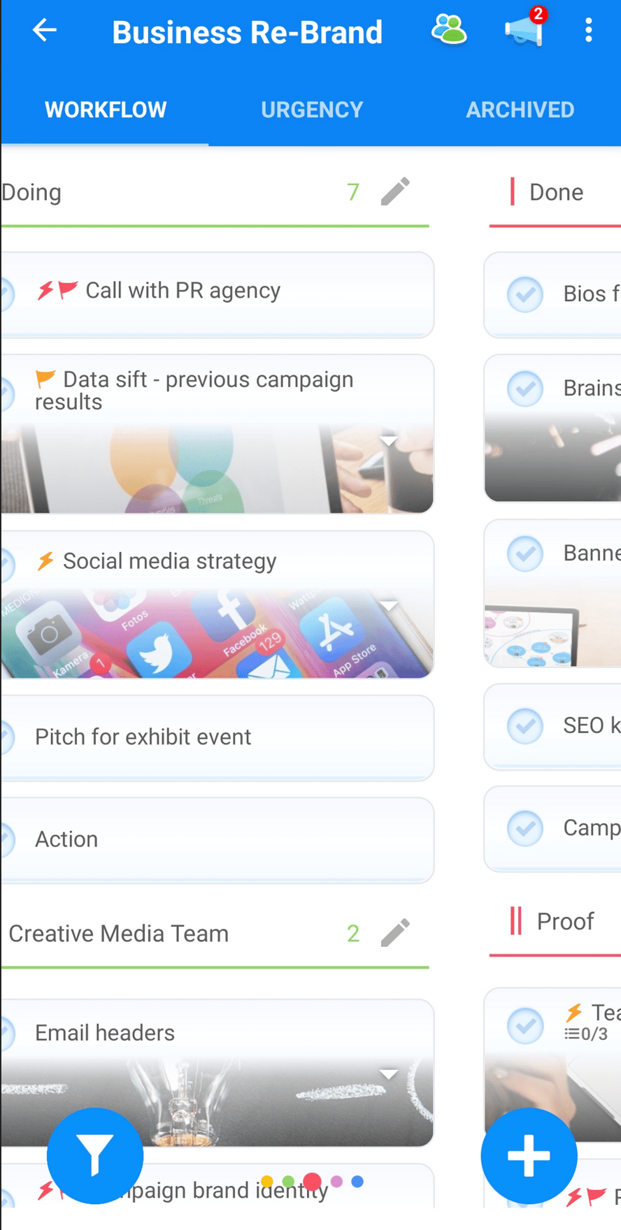 Task Board / Workflow view (iOS and Android)
