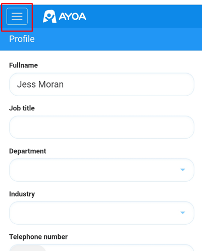 Profile view with selected 3-line button.