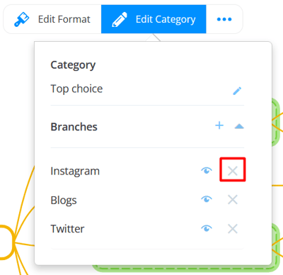 Click the X next to the branch you want to remove from that category.
