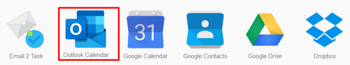 Outlook Calendar button selected.