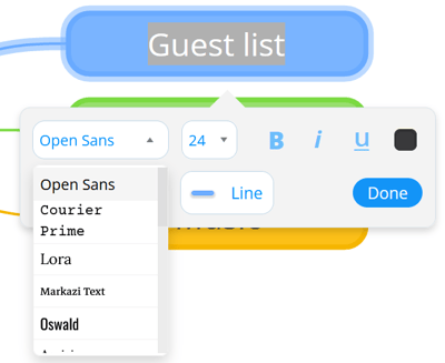 Click on 'Open Sans' to view the other font options