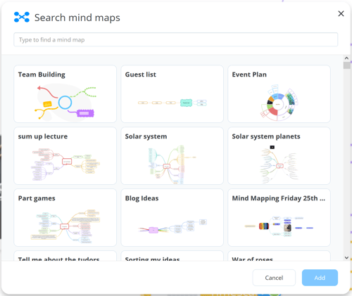 Search option for mind maps.
