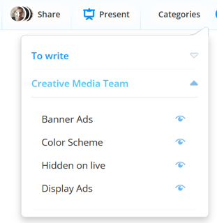 Click on the arrow to the side of the category name