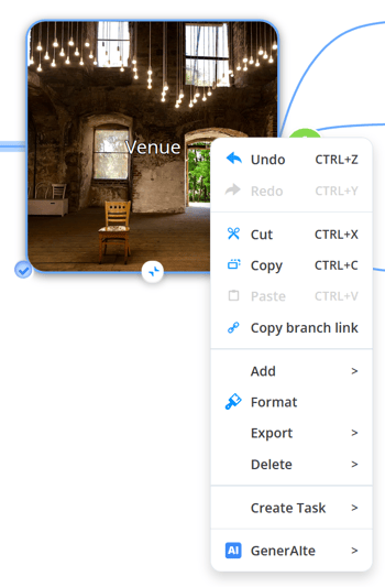 Context menu for the branch.