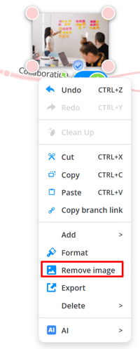 The remove image option in the context menu.