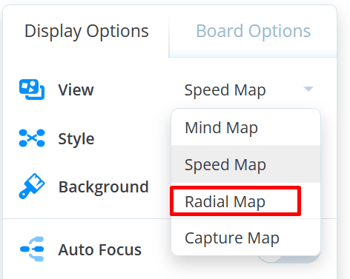 In the View section, open the drop-down menu and select Radial Map.