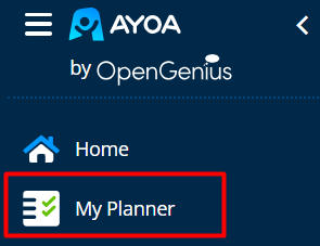 Selecting My Planner icon from the top toolbar.