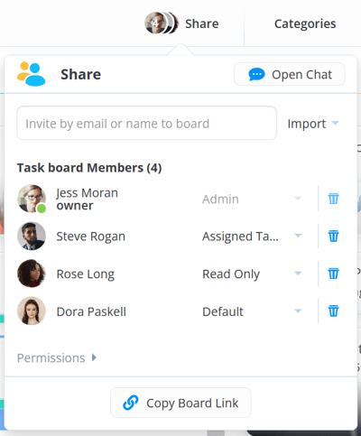 Share options with Open Chat button.