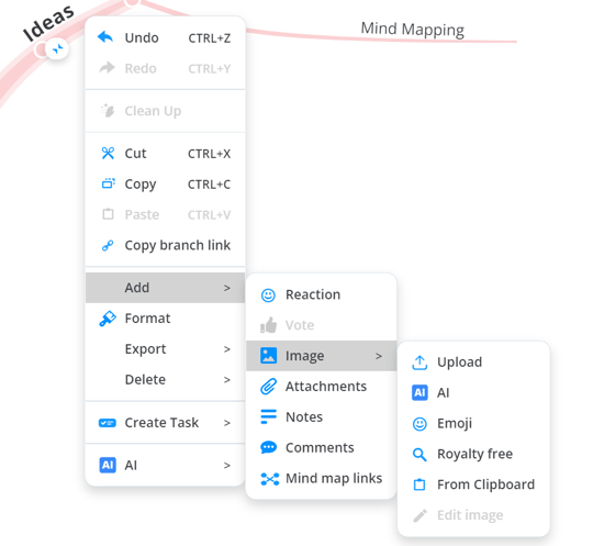 You can add images to organic branches in Ayoa