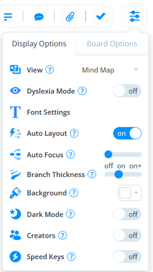Settings options with opened Display Options tab.